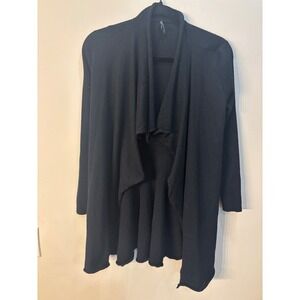 Eileen Fisher Merino Wool Open Front Cardigan Draped Black Size M